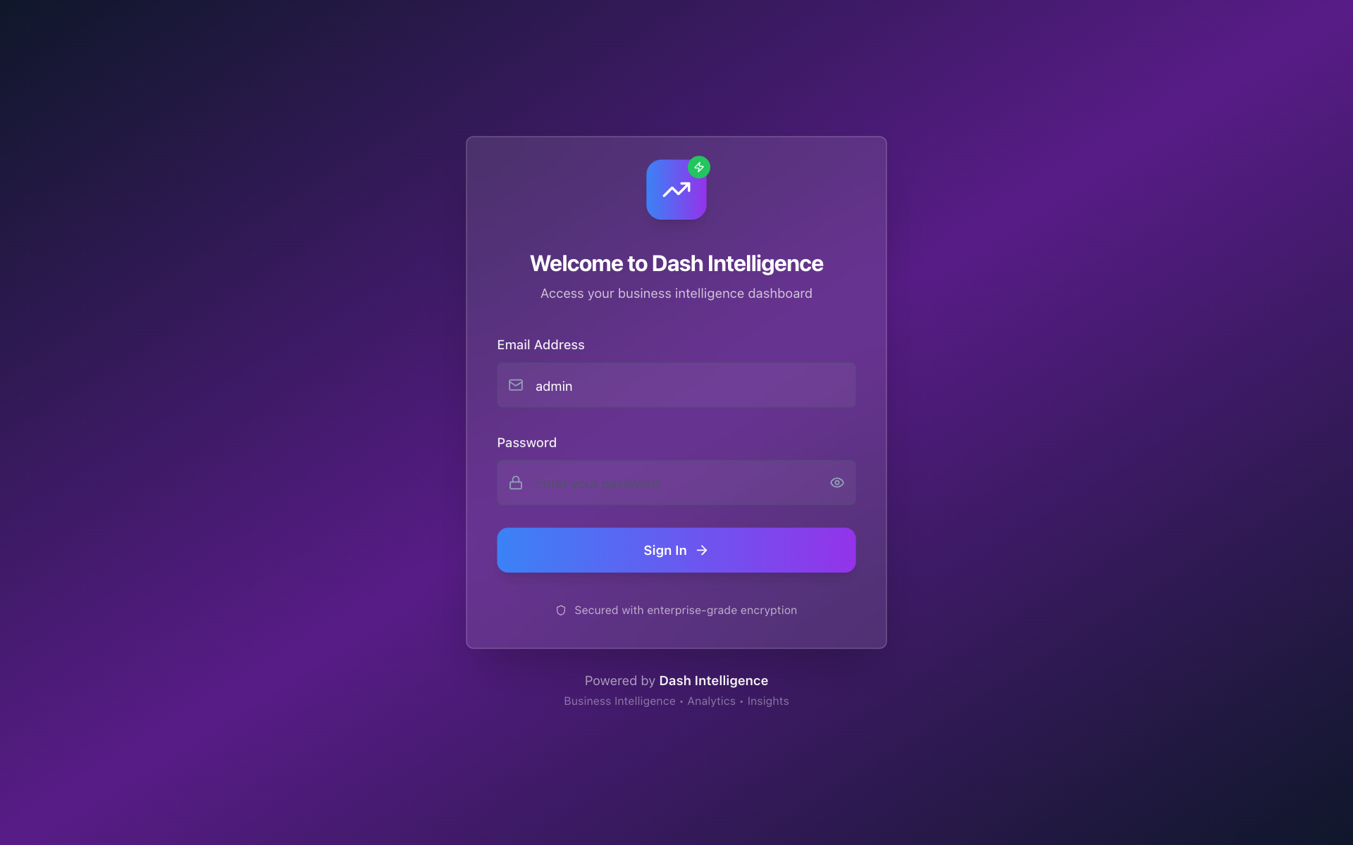 Dash Intelligence sign-in