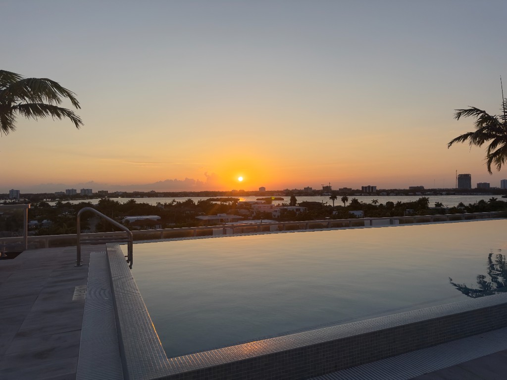 Sunset view over Miami from rooftop